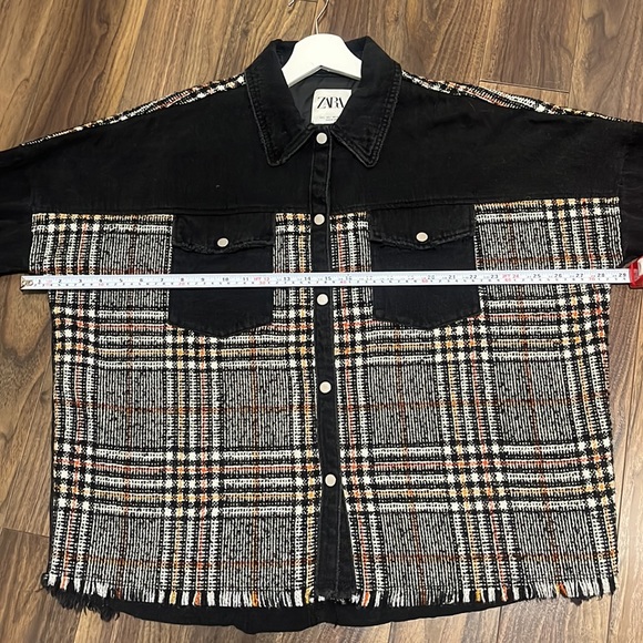 Zara Denim and tweed Shirt Large - Picture 10 of 10